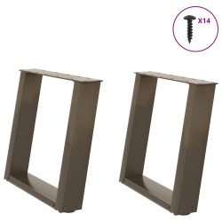 Sonata H Крака за масичка за кафе, U-образни, 2 бр., естествена стомана, 50 x (42-43) см, стомана - Маси