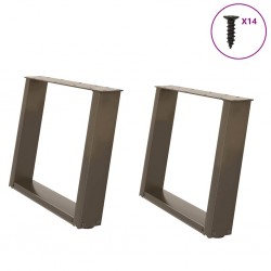 Sonata H Крака за масичка за кафе, U-образни, 2 бр., естествена стомана, 60 x (42-43) см, стомана - Маси
