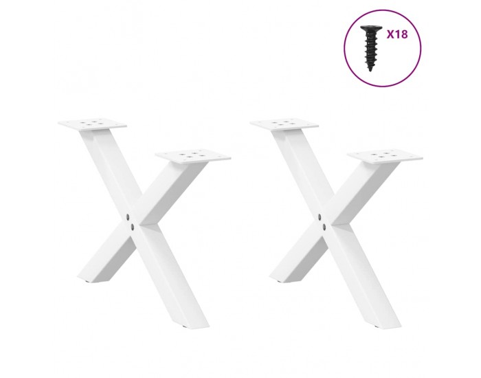 Sonata H Крака за масичка за кафе, X-образни, 2 бр., бели, 50 x (30-31) см, стомана