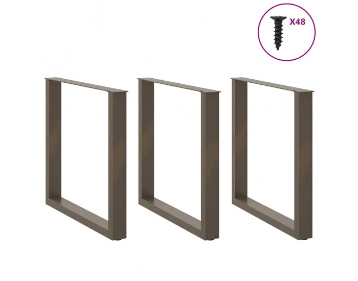 Sonata H Крака за трапезна маса, U-образни, 3 бр., естествена стомана, 90 x (72-73) см, стомана