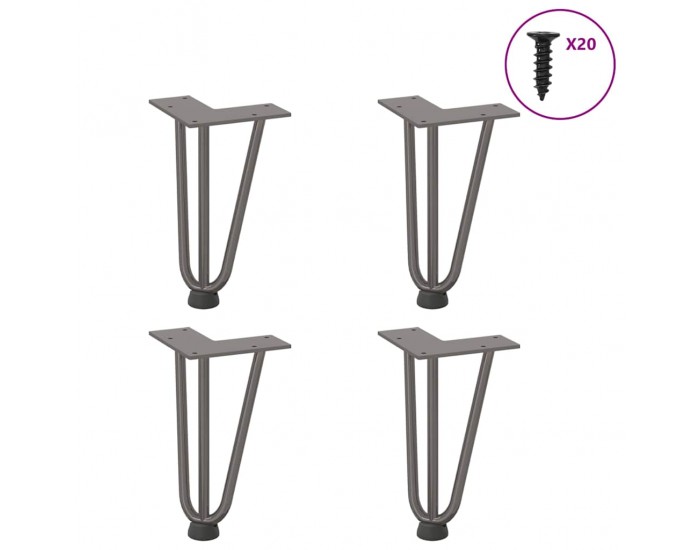 Sonata H Крака тип „фиба“ за масичка за кафе, 4 бр., естествена стомана, 20 см, масивна стомана