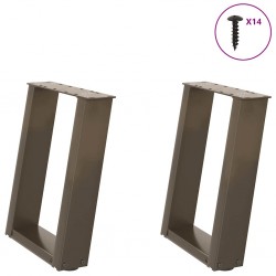 Sonata H Крака за масичка за кафе, U-образни, 2 бр., естествена стомана, 38 x (42-43) см, стомана - Маси