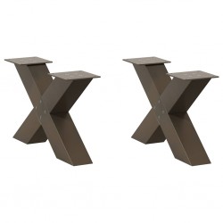 Sonata H Крака за масичка за кафе, X-образни, 2 бр., естествена стомана, 60 x (30-31) см, стомана - Маси