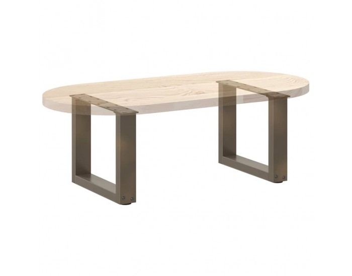 Sonata H Крака за масичка за кафе, U-образни, 2 бр., естествена стомана, 30 x (30-31) см, стомана