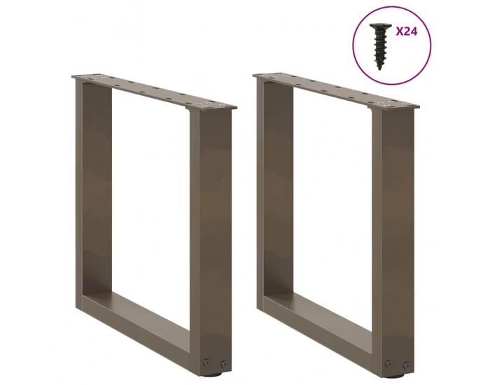 Sonata H Крака за масичка за кафе, U-образни, 2 бр., естествена стомана, 50 x (42-43) см, стомана