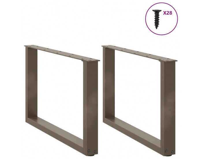 Sonata H Крака за масичка за кафе, U-образни, 2 бр., естествена стомана, 70 x (42-43) см, стомана