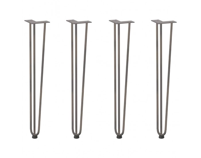 Sonata H крака тип „фиби“ за конзолни маси, 4 бр., естествена стомана, 72 см, масивна стомана