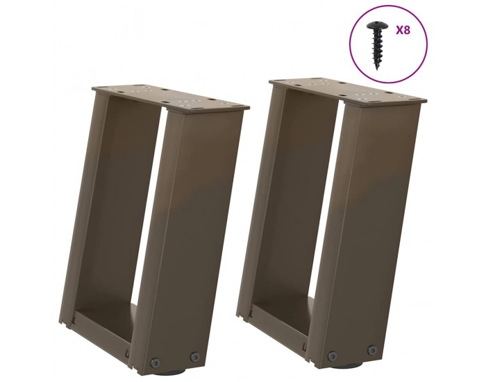 Sonata H Крака за масичка за кафе, U-образни, 2 бр., естествена стомана, 30 x (30-31) см, стомана