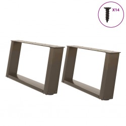 Sonata H Крака за масичка за кафе, U-образни, 2 бр., естествена стомана, 60 x (30-31) см, стомана - Маси