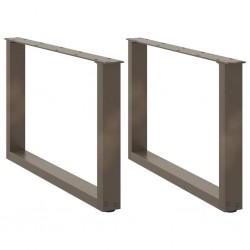 Sonata H Крака за масичка за кафе, U-образни, 2 бр., естествена стомана, 60 x (42-43) см, стомана - Маси