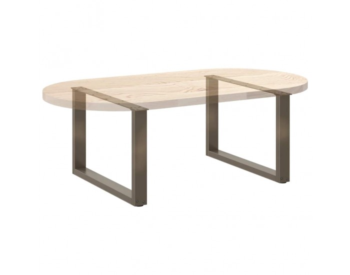Sonata H Крака за масичка за кафе, U-образни, 2 бр., естествена стомана, 60 x (42-43) см, стомана