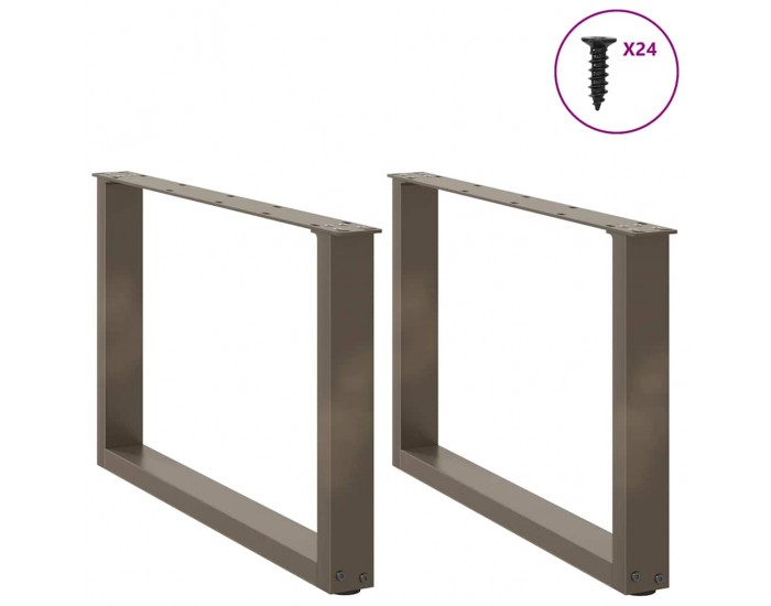 Sonata H Крака за масичка за кафе, U-образни, 2 бр., естествена стомана, 60 x (42-43) см, стомана