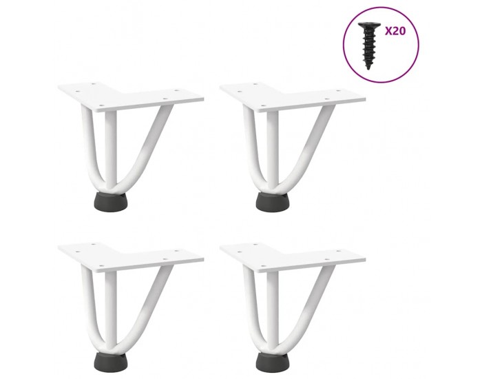 Sonata H Крака тип „фиби“ за масичка за кафе, 4 бр., бели, 10 см, масивна стомана