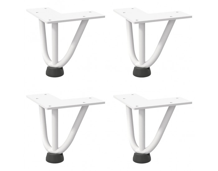 Sonata H Крака тип „фиби“ за масичка за кафе, 4 бр., бели, 10 см, масивна стомана