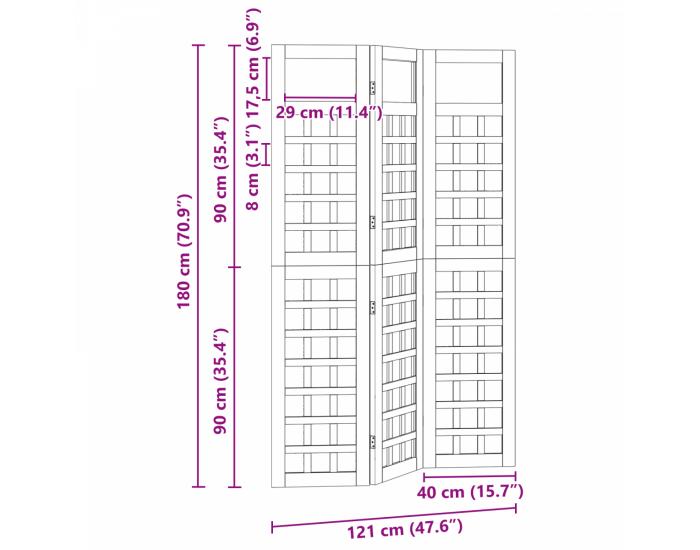 Sonata H Външен екран 120x180 см Импрегнирана борова дървесина
