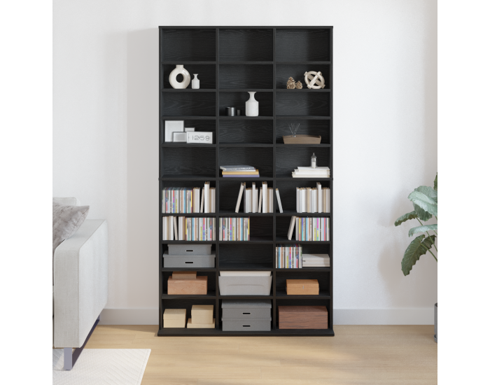 CD шкаф Sonata H Черен Дъб 101x23x177.5 см от Инженерна Дървесина CD шкаф Sonata H Черен Дъб 101x23x177.5 см от Инженерна Дървесина