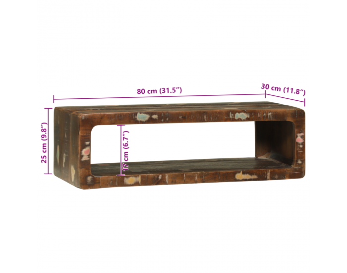 Sonata H ТВ шкаф Многоцветен 80x30x25 см Масивно дърво Регенерирано