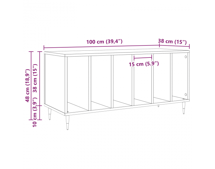 Sonata H Шкаф за винил Старо дърво 100x38x48 см Инженерна дървесина