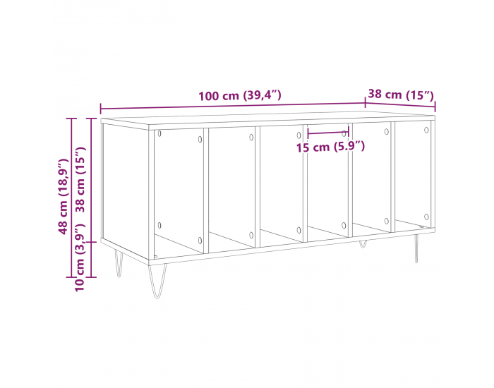 Sonata H Кабинет за записи от старо дърво 100x38x48 см Инженерна дървесина