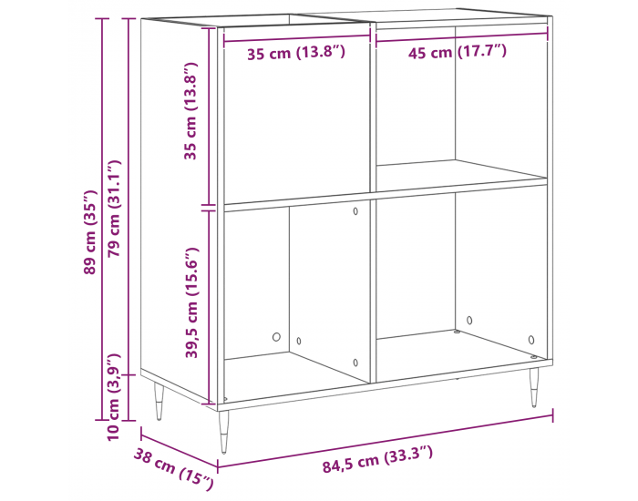 Sonata H Шкаф за записи Старо дърво 84,5x38x89 см Инженерна дървесина Sonata H Шкаф за записи Старо дърво 84,5x38x89 см Инженерна дървесина