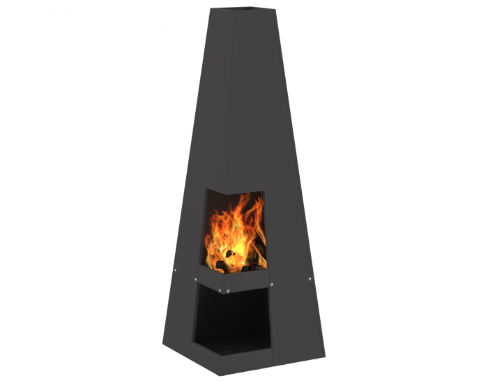 Sonata H Огнище с държач за дърва Черно 35x35x100 см Стомана