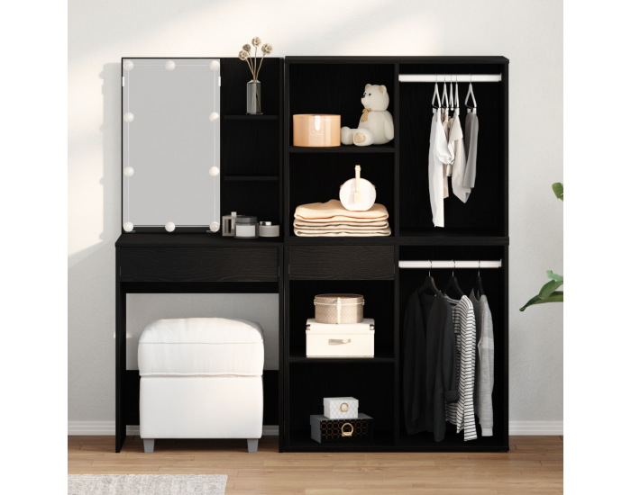 Sonata H LED тоалетка с 2 шкафа от черен дъб инж. дървесина