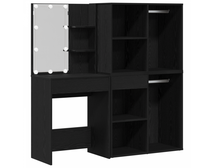 Sonata H LED тоалетка с 2 шкафа от черен дъб инж. дървесина