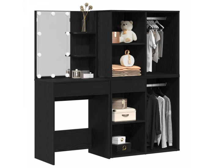 Sonata H LED тоалетка с 2 шкафа от черен дъб инж. дървесина