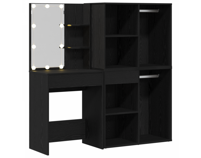 Sonata H LED тоалетка с 2 шкафа от черен дъб инж. дървесина