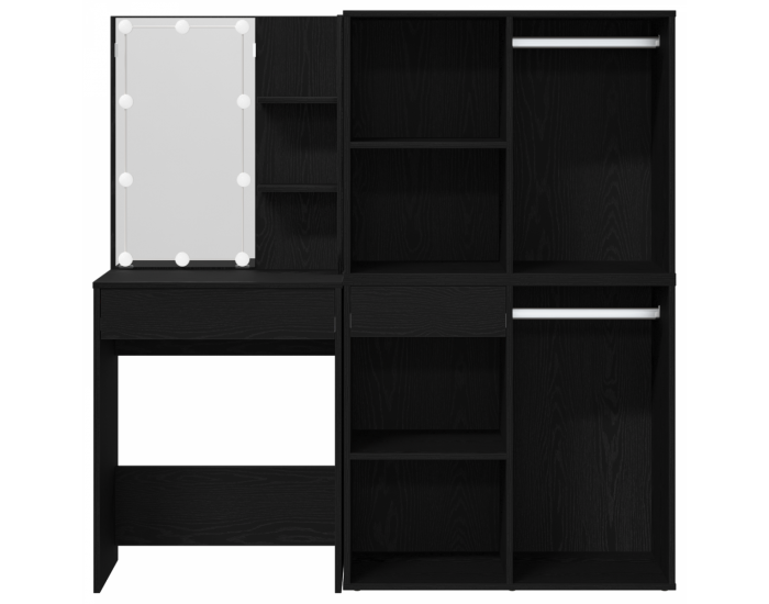 Sonata H LED тоалетка с 2 шкафа от черен дъб инж. дървесина