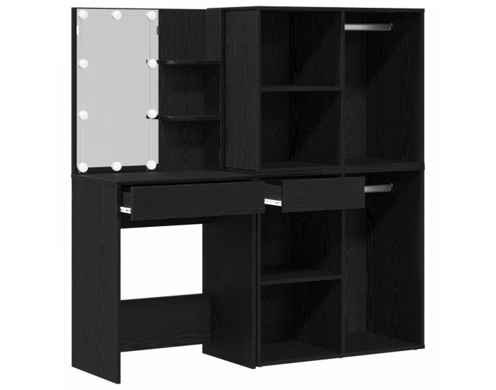 Sonata H LED тоалетка с 2 шкафа от черен дъб инж. дървесина