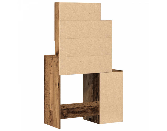 Sonata H Тоалетна маса с огледало и LED светлини Старо дърво Инженерна дървесина