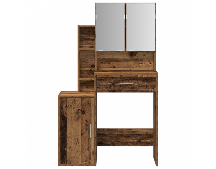 Sonata H Тоалетна маса с огледало и LED светлини Старо дърво Инженерна дървесина