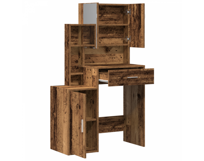 Sonata H Тоалетна маса с огледало и LED светлини Старо дърво Инженерна дървесина