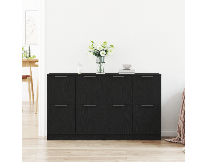 Sonata H Сайдбордове 2 броя Черен Дъб 60x30x70 см Инженерна дървесина