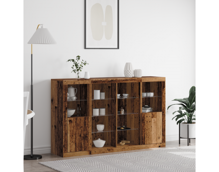 Sonata H Бюфет с LED светлини Старо дърво 163x37x100 см Обработено дърво Sonata H Бюфет с LED светлини Старо дърво 163x37x100 см Обработено дърво