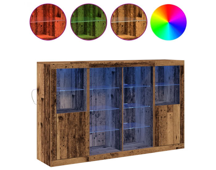 Sonata H Бюфет с LED светлини Старо дърво 163x37x100 см Обработено дърво Sonata H Бюфет с LED светлини Старо дърво 163x37x100 см Обработено дърво