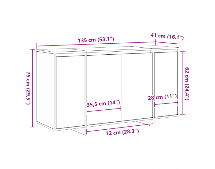 Sonata H Шкаф от дъб Дъб Sonoma Инженерна дървесина 135 x 41 x 75 см