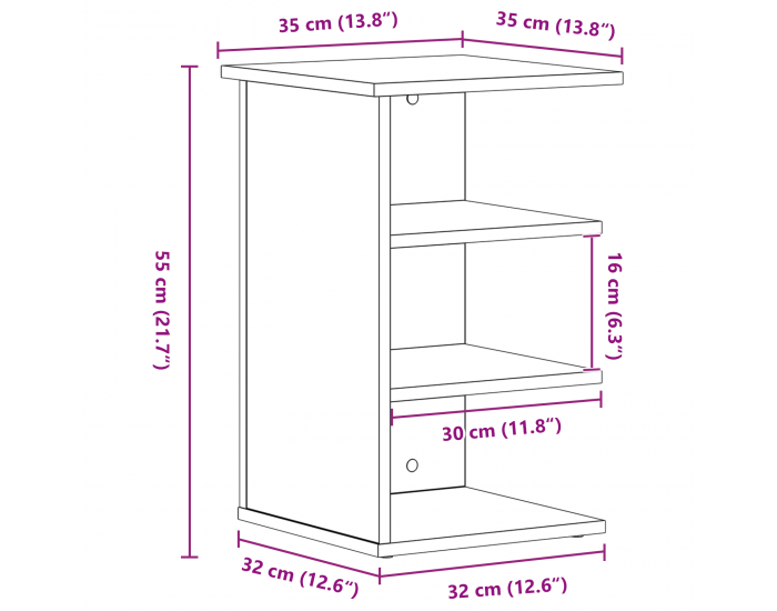 страничен шкаф Sonata H Черно Дъб 35x35x55 см Инженерна дървесина страничен шкаф Sonata H Черно Дъб 35x35x55 см Инженерна дървесина