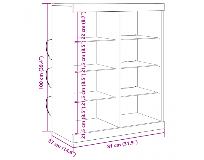 Sonata H Седен с LED осветление Дъбово дърво 41x37x100 см