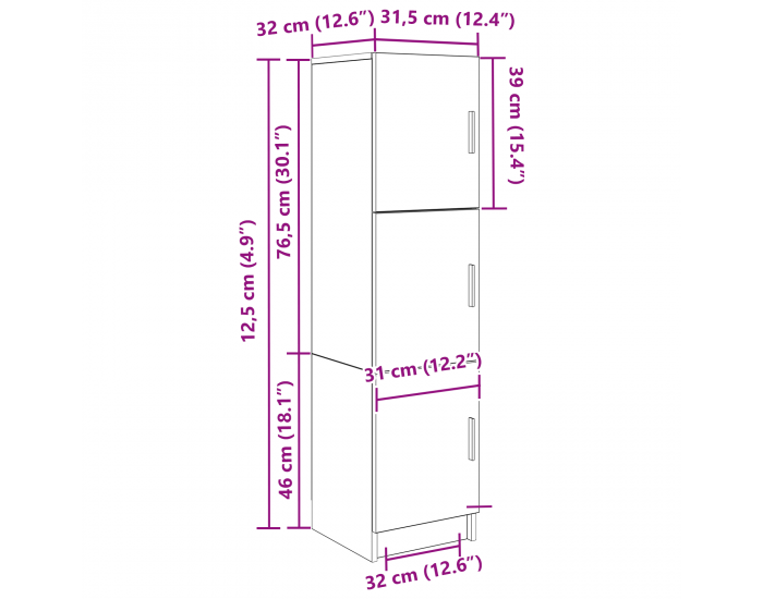 Sonata H Бял шкаф Бяло МДФ дървесина Среден Бял шкаф Правоъгълен