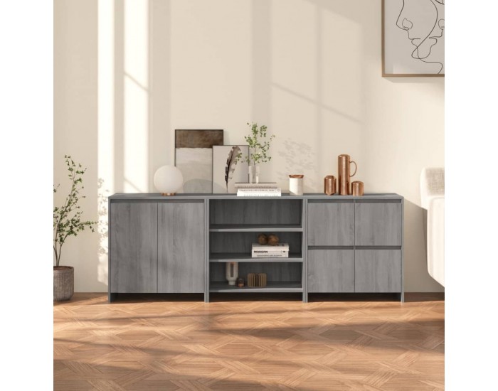 Sonata H Бюфет от 3 части, сив сонома, инженерно дърво