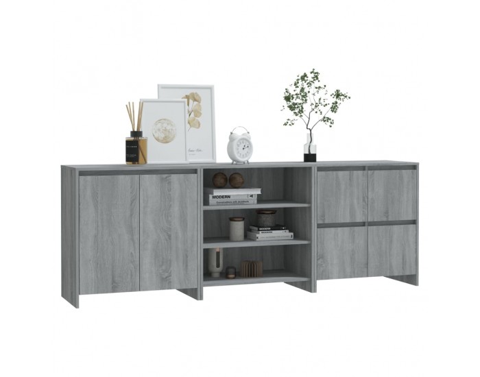 Sonata H Бюфет от 3 части, сив сонома, инженерно дърво
