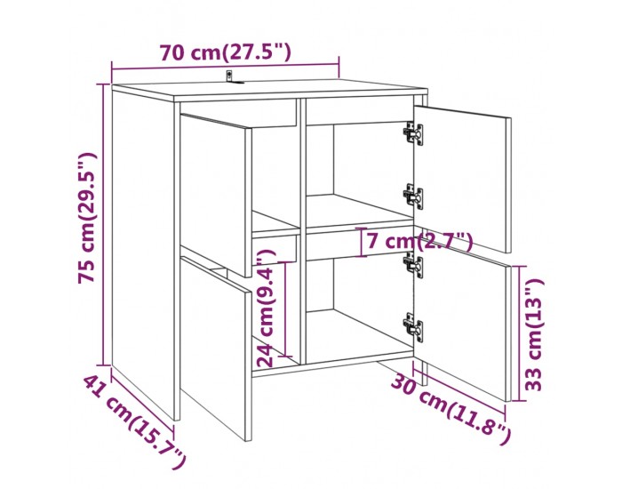 Sonata H Бюфет от 3 части, сив сонома, инженерно дърво