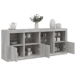 Sonata H Сайдборд с LED светлини, сив сонома, 164x37x67 см - Шкафове, Витрини, Модулни секции