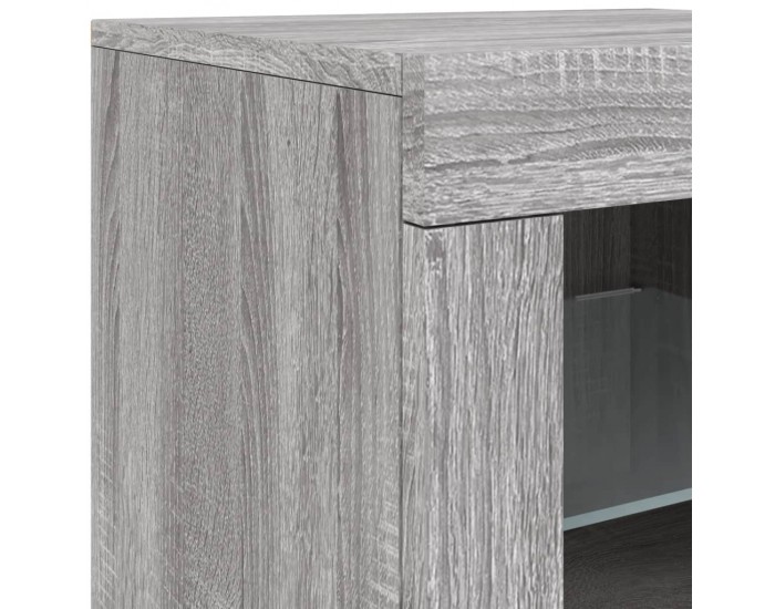 Sonata H Сайдборд с LED светлини, сив сонома, 123x37x67 см