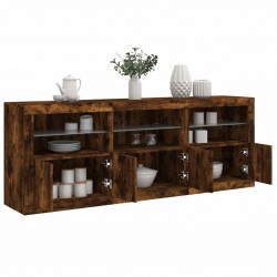 Sonata H Сайдборд с LED светлини, oпушен дъб, 181,5x37x67 см - Дневна