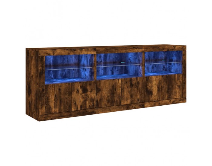 Sonata H Сайдборд с LED светлини, oпушен дъб, 181,5x37x67 см