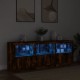 Sonata H Сайдборд с LED светлини, oпушен дъб, 181,5x37x67 см