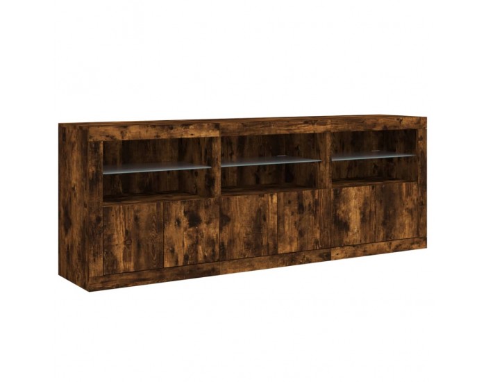 Sonata H Сайдборд с LED светлини, oпушен дъб, 181,5x37x67 см